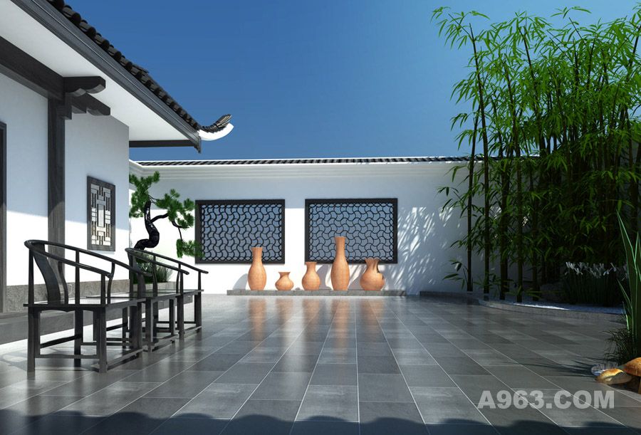中式风格庭院院子设计案例效果图说明