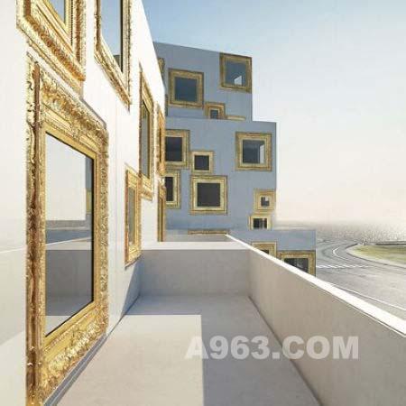 瑞典画框公寓设计：“窗框是金色的铝合金”（组图）
