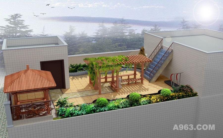 景观效果图 园林效果图 庭院效果图 景观设计 屋顶花园